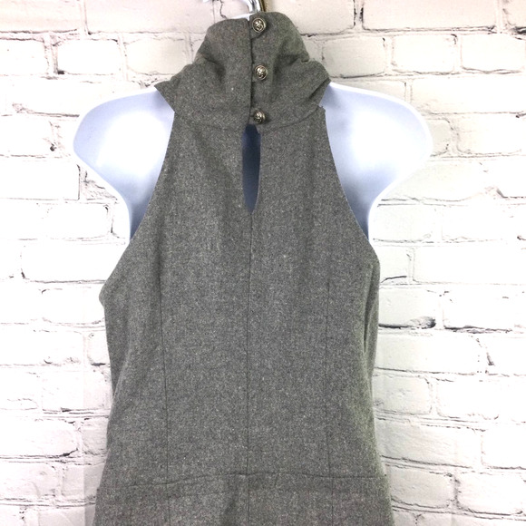 Chelsea & Theodore Women's Wool Blend Sleeveless Keyhole Gray Shift Dress 4 - Picture 7 of 15